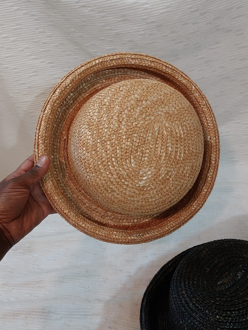 Vintage Black and Natural Straw Bowler Hats - Picture 4 of 9